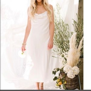 Mumu Wedding White Verona Cowl Neck Dress Small